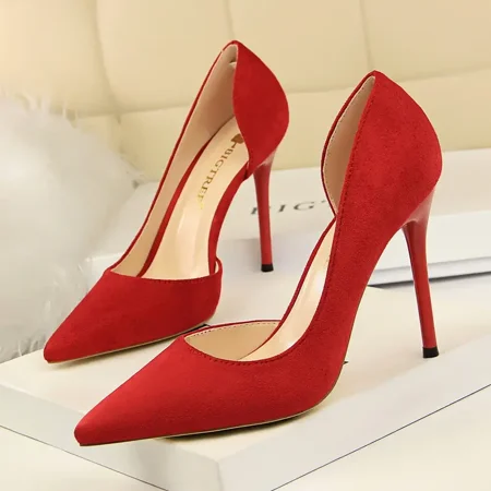 

Sexy Pointed Toe Stiletto Shoes Classic Suede Pump Slip On High Heel Women‘s Footwear