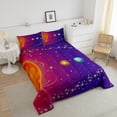 thumbnail image 3 of Outer Space Bedding Twin Size Solar System Comforter Set for Boys Girls Purple Galaxy Starry Sky Bedding Comforter Sets Universe Room Decor Duvet Insert for Teens Kids Planet Quilt with 1 Pillowcase, 3 of 5