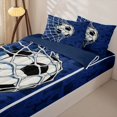 thumbnail image 3 of Homewish Comic Soccer Goal Net Zipper Twin Comforter Sets with Fitted Sheet and 2 Pillowcases, Sport Zipper Bedding Set for Boys and Girls, Navy Reversible, 4-Piece, 3 of 6
