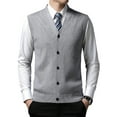 thumbnail image 1 of Hanerdun Mens Sleeveless Cardigan Male Button-Down Sweater Vests Gray L, 1 of 5