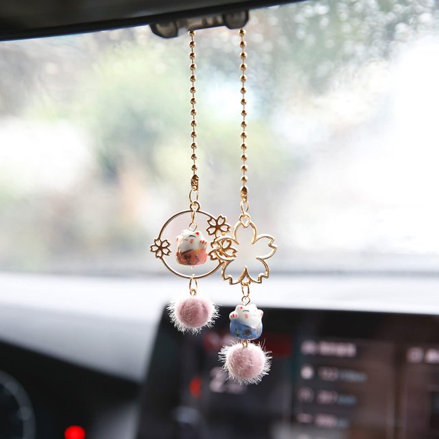 Colgante para coche Sakura Bell Espejo retrovisor interior del coche Adorno elegante decoración regalo para niñas mujeres