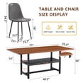 thumbnail image 2 of Hi loPres 71" Dining Table Set for 6 with Storage Shelf, Modern Walnut Wood Grain Kitchen Table and 6 Dark gray Linen Fabric Chairs for Dining Room and Home Office, 2 of 10