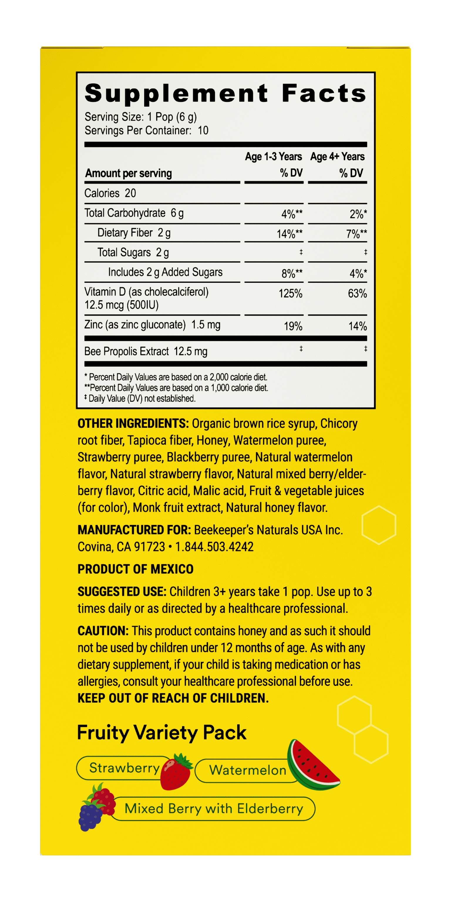 Beekeeper's Naturals Kids Throat Soothing Lollipops with Vitamin D & Honey - 10 Count