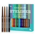 thumbnail image 2 of SDJMa 12Pcs Green Blue White Black Brown Purple Color Gel Glitter Eyeliner Pencils Set for Women Waterline Waterproof Smudge Proof ,Create Sparkling Eye makeup, 2 of 8