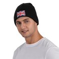 thumbnail image 5 of LNWH Knitted Acrylic Hat, Patriotic United Kingdom Flag Pattern Winter Beanie Hat for Cold Weather, Black, 5 of 8