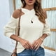 thumbnail image 4 of Suéter de punto para mujer, jersey de manga larga, blusa tipo túnica con hombros descubiertos, suéter sexy, prendas de punto básicas elegantes e informales, suéter de punto fino acanalado, 4 of 4