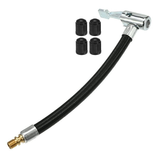 1 pieza 15 cm 5,91 pulgadas tubo de conexión de válvula de neumático con cubierta de boquilla mandril de aire compresor de aire extensión de bomba kit de manguera de goma para coche
