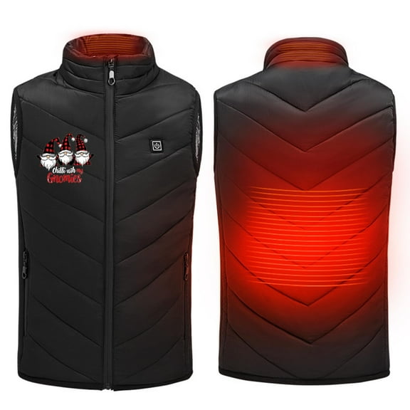 Odeerbi Teen Boys Girls Christmas Lightweight Heated Vest Winter Thermal Heated Jackets Kids Plus Size USB Intelligent Constant Temperature 2 Areas Heated Coat Teen Clothes Black without Power Bank