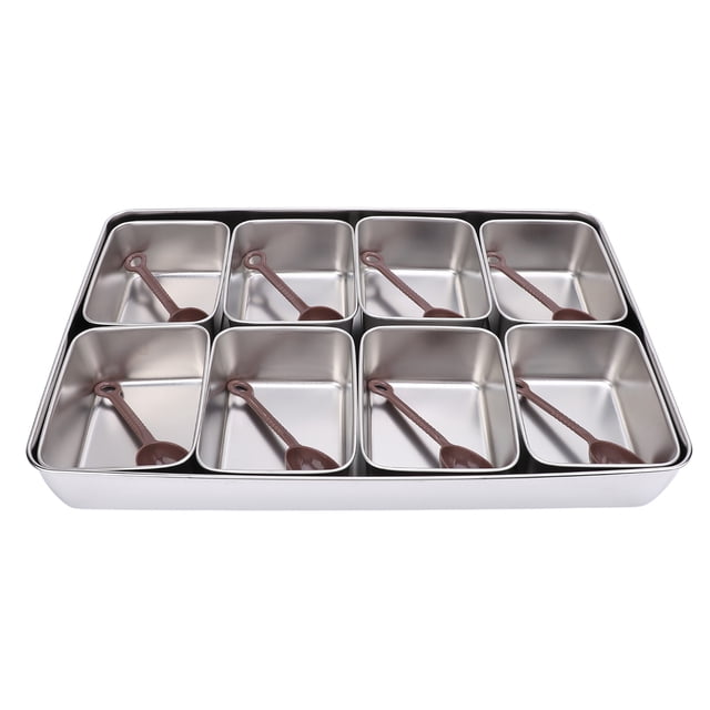 BANDEJA PARA SERVIR DIVIDIDA CON 8 CUCHARAS, Servidor de Condimentos, Bandeja para Servir Con Diseño de 8 Rejillas, Caja para Refrigerios, Contenedor de Charcutería, Platos