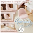 thumbnail image 3 of Silla VINGLI de felpa teddy, sin brazos, giratoria y con ruedas, rosa, 3 of 9