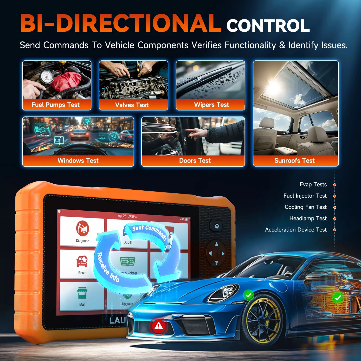 LAUNCH CRP 919C Bidirectional Scan Tool, All System Diagnostic OBD2 Scanner, Active Test, ABS Bleeding/Oil Reset Code Reader with Auto Vin FCA Autoauth DoIP & CAN FD, 32+ Reset Service