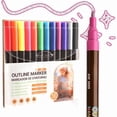 thumbnail image 1 of Glitter Double-Line Marker Pen Set, Metalized Flash Ink for Journaling & Scrapbooking, 10 mL, Fast-Drying, 1-Pack, 1 of 5