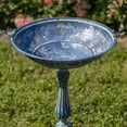 thumbnail image 6 of Zaer Ltd. Ornate Pedestal Style Birdbath with Cast Iron Birds on Rim (Blue), 6 of 7