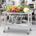 thumbnail image 2 of Stainless Steel Table for Prep & Work, Commercial Heavy Duty Table with Adjustable Undershelf, Backsplash and 4 Caster Wheels for Restaurant, Home and Hotel, 2 of 8