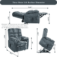 thumbnail image 3 of JUUXO Zero Gravity Lift Recliner Adult, Three Motor Zero Gravity Reciner with Adjustable Seat Height, Chenille, Indoor Recliners with Heated Massage, Navy Blue, 3 of 12