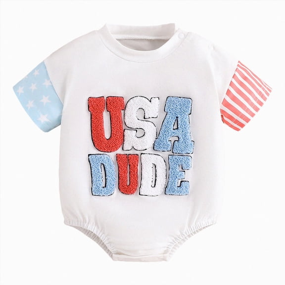 Baby Onesies Boy 4th of July Baby Outfit Boy Girl My First Fourth of July Bubble Romper Oversized Onesie Toddler USA Clothes