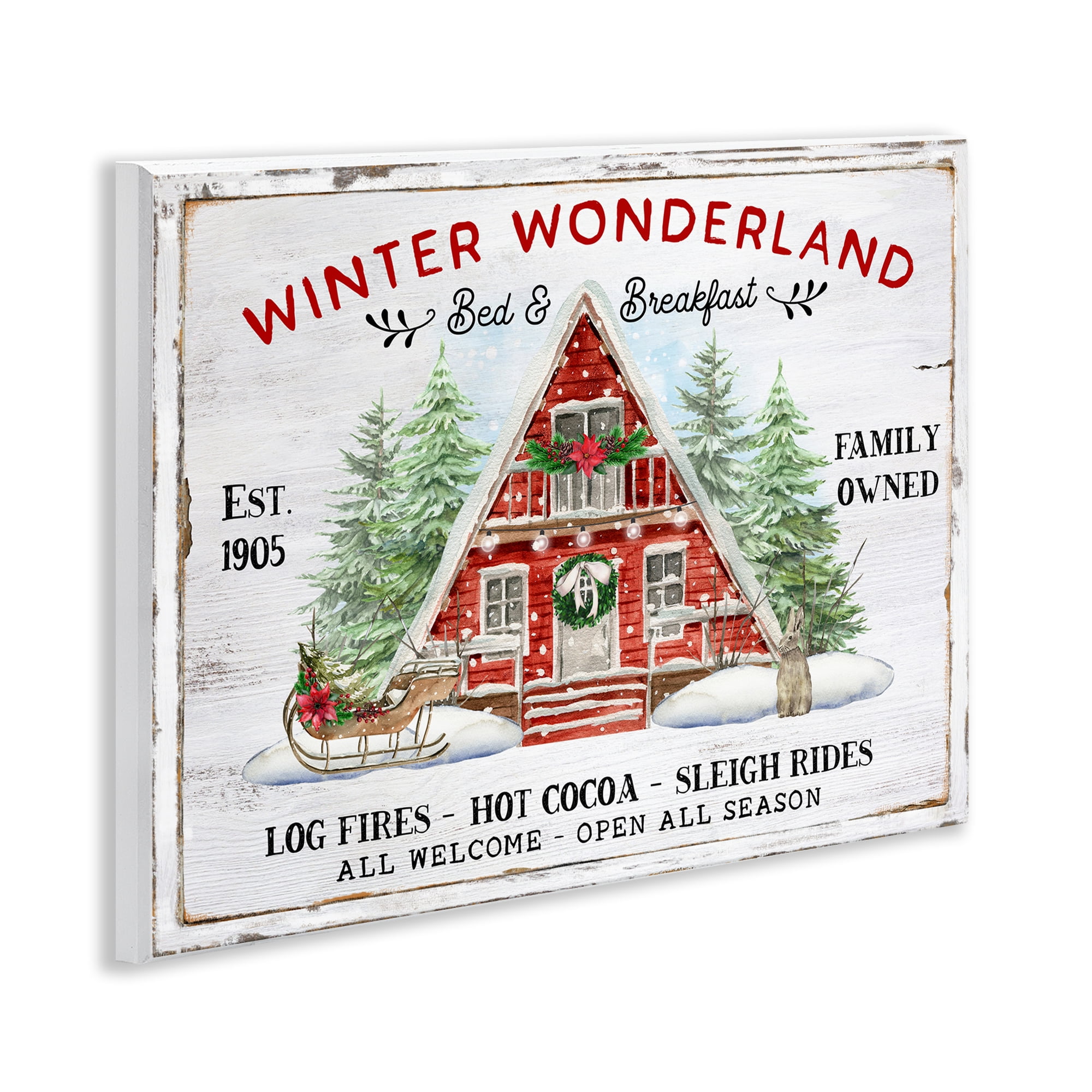 Stupell Industries Wonderland Christmas Cabin Holiday Painting Unframed Art Prints Wall Art, 14 x 11