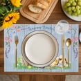 thumbnail image 4 of Happy Easter Placemats Set of 4, Spring Easter Eggs Bunny Floral Blue Wood Placemats for Dining Table, Place Mats for Kitchen Tabletop, Waterproof Wipeable Dining Table Mats Set, 4 of 9