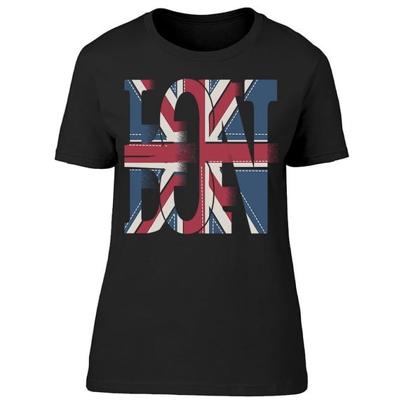 London Flag Typography T-Shirt Women -Image by Shutterstock, Female 3X-Large