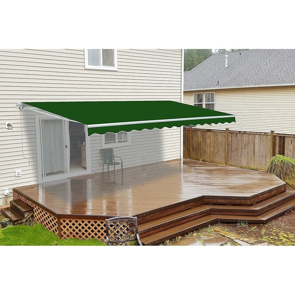 20'x10' Motorized Retractable Patio Awning, Green Color