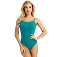 thumbnail image 2 of Aislor Women's Strappy Ballet Dance Leotard Camisole Backless Cross Criss Gymnastic Bodysuit Lake Green Small, 2 of 7