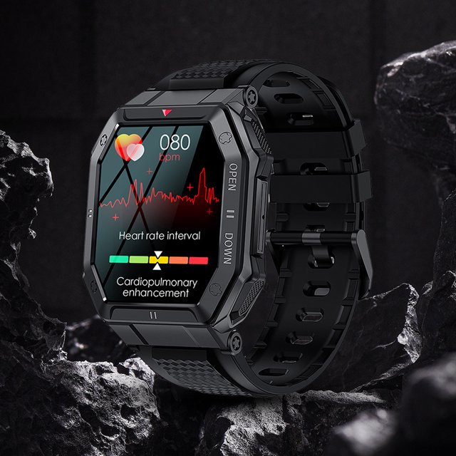 Reloj inteligente Ritmo cardíaco Presión arterial Llamadas compatibles con Bluetooth (Negro) Kuymtek Para estrenar