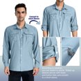 thumbnail image 3 of FEN AI Button Down Shirt Men Long Sleeve Work Shirts with 2 Pockets Sun Protection Tops for Travel Safari Outdoor Blue, 3 of 10