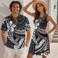 thumbnail image 2 of Jeiento His and Hers Matching Outfits Polynesia Flower Dress Women Hawaiian Dress Mens Summer Shirt Husband Wife Matching Outfits Sleeveless Tiered Tank Dresses Swing A Line Beach Dress, Black, 2 of 6