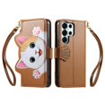 thumbnail image 2 of For Samsung Galaxy S26 Ultra 5G Case Cat Pattern Buckle Zipper Wallet  5-card  Flip Wallet Leather With Card Holder Magnetic Closure Phone Cases Cover With Shoulder Strap and Wrist Strap,Brown, 2 of 11