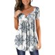 thumbnail image 2 of Tops de Mujer Elegantes Blusas Casuales Camisas de Moda Con Cuello en V Floral Estampado Túnica Botones Manga Corta Camiseta Odeerbi ODB168503, 2 of 7