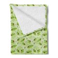 thumbnail image 2 of Ladybug Soft Flannel Fleece Throw Blanket, Ladybugs on Leaves with Abstract Dragonflies Seasonal Foliage, Cozy Plush for Indoor and Outdoor Use, 70" x 90", Pale Green Vermilion, by Ambesonne, 2 of 5