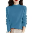 thumbnail image 2 of Blue Womens Sweaters, Women'S Semi Turtleneck Sweater Long Sleeve Solid Color Pullover with A Base Shirt Autumn andWinter Warm Loose Sweater 3Xl, 2 of 5