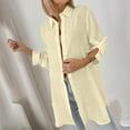 thumbnail image 2 of Olyvenn Fashion Womens Long Shirts Button Down Long-Sleeve Blouses Summer Fall Longline Tops Loose Fit Casual Tunic Top Yellow L, 2 of 9