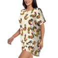 thumbnail image 2 of Naloa Boho Chicken Women's Short-Sleeved Pajama Set, Loungewear, Summer pajamas, Breathable Cozy - Large, 2 of 9