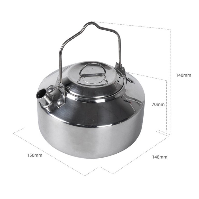 1L Outdoor Kettle Stainless Steel Cooking pot Tea Kettle Camping