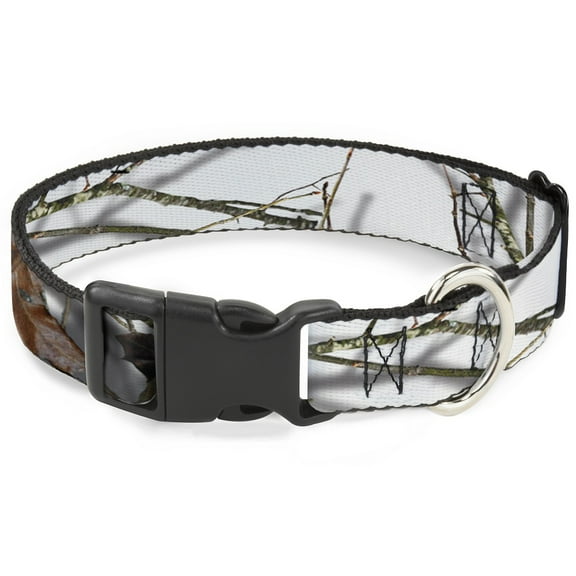 Mossy Oak Pet Collar, Dog Collar Plastic Buckle, Mossy Oak Country Roots Snowdrift Camo White, 7 to 8.5 Inches 0.5 Inch Wide