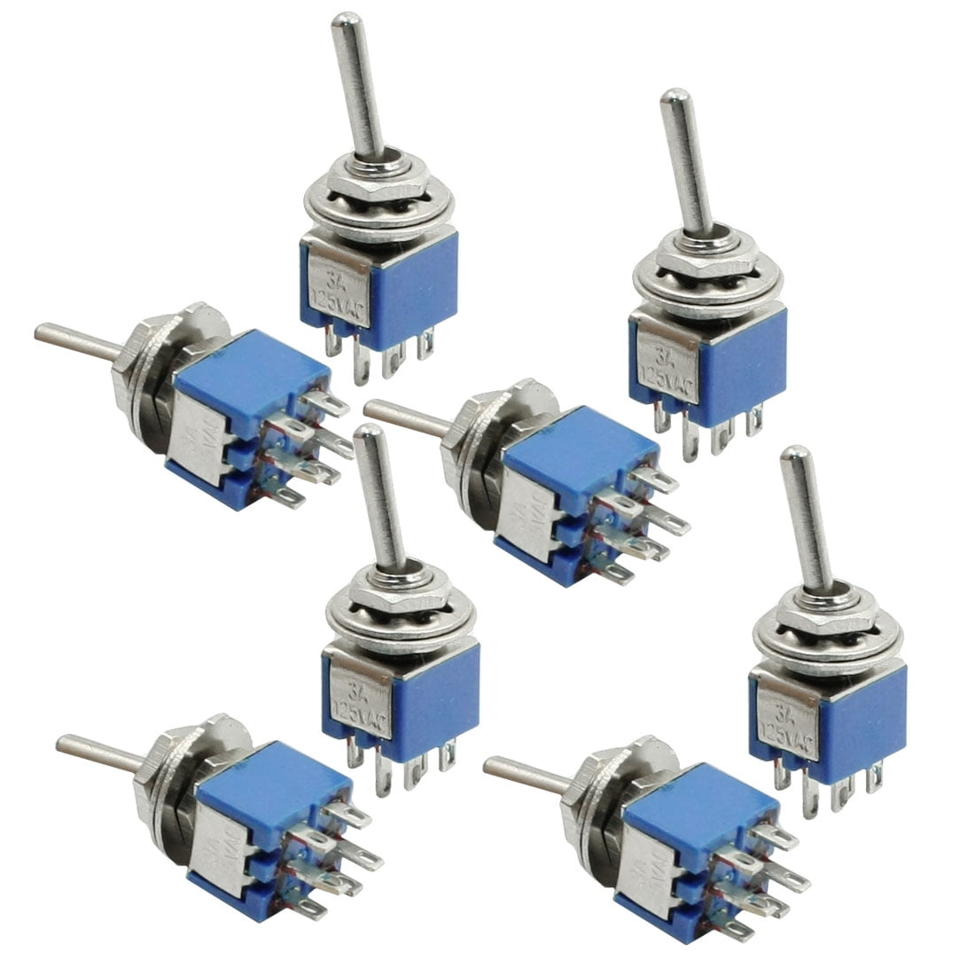 3A 125V AC DPDT 6 Terminals Self Locking OnOn Rocker Toggle Switch 8