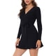 thumbnail image 4 of Vestido de suéter de mujer INSPIRE CHIC con cuello en V, manga larga, falda acampanada, cinturón en la cintura, vestido envolvente negro L, 4 of 6