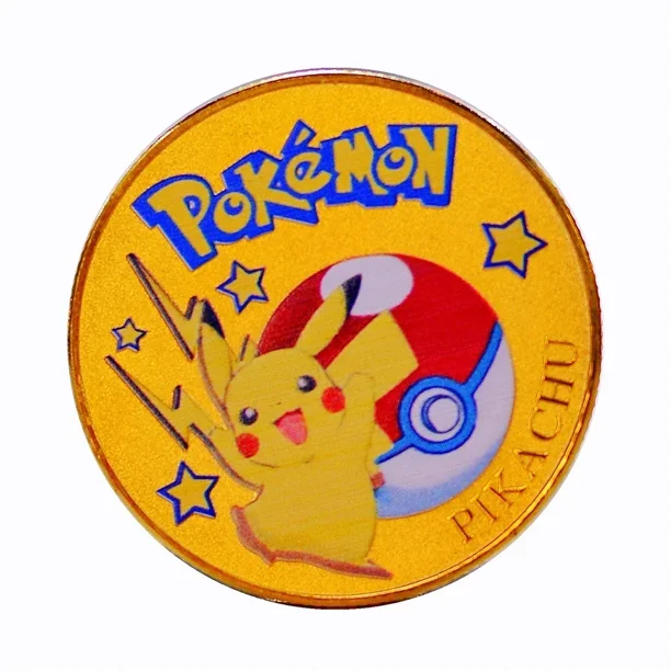 Coine Metal Pokémon Coins Pikachu Vmax Anime Commemorative Coins Charizard Mewtwo Golden Round Iron Hard Cards Game Toys
