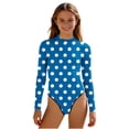 thumbnail image 1 of Swimsuit for Girls, Long Sleeve One Piece Rashguard, Solid Color Beach Vacation Swimsuit for Kids 2-13 Years, 1 of 7