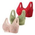 thumbnail image 1 of WILLBEST Paquete De Brasier Para Mujer Sujetador De Yoga Para Mujer, Talla Grande, Con Hebilla Frontal, Borde De Encaje, Sin Aro De Acero, Ajuste Sin Costuras, Talla 1053, 1 of 3