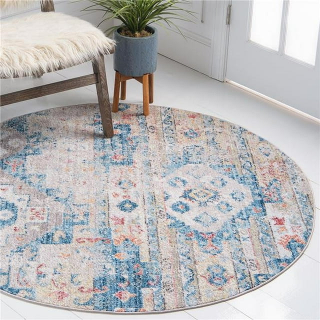 Unique Loom 3143137 5 x 5 ft. Debod Basilica Round Rug, Beige