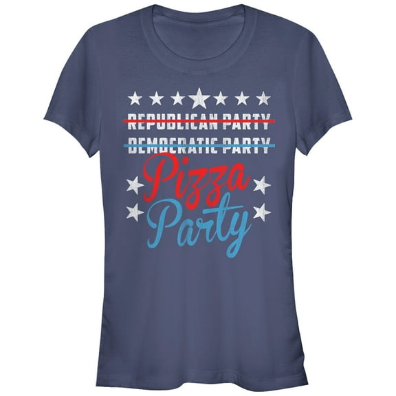 Junior's Lost Gods Pizza Party Politics Graphic Tee Navy Blue X Large