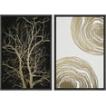 thumbnail image 2 of IDEA4WALL Framed Canvas Print Wall Art Set of 2 Geometric Gold & Black Forest Wood Tree Rings Abstract Modern Art Decorative Boho Contemporary Artwork for Bedroom, Office - 16"x24"x2 Panels Black, 2 of 5