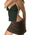 thumbnail image 2 of Women Sexy Backless Camisole Cute Tie Up Spaghetti Strap Crop Top Summer Deep V Neck Top Vintage Streetwear, 2 of 6