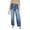 Sky Blue, variant on Women's High-Waisted Cargo Denim Pants - Elastic Waist 6-Pocket Wide Leg Loose Casual Jeans, Black Size L
