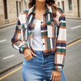 thumbnail image 2 of Flannels for Women Cropped Shacket Jacket Fashion Plaid Button Down Shirt 2024 Fall Coat Tops(Green,M), 2 of 6