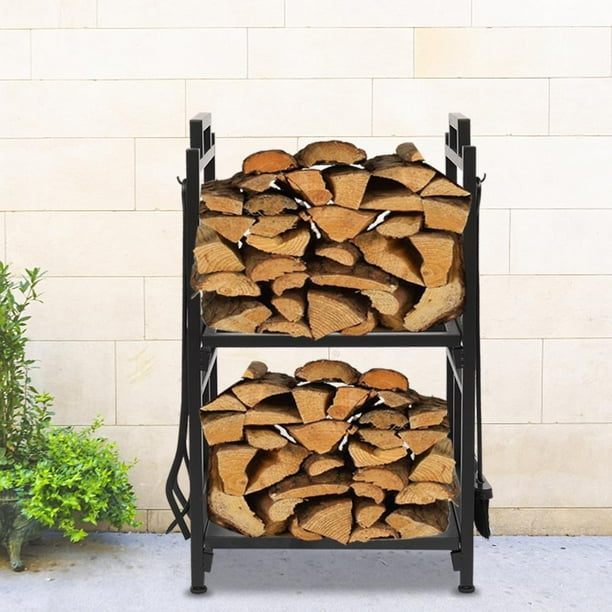 Winado Pipe Metal Steel Firewood Storage Rack Holder For Indoor & Outdoor