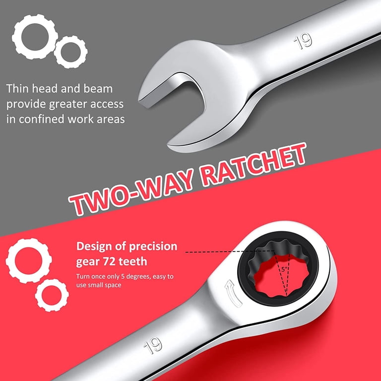 Max Torque 15-Piece Premium Combination Wrench Set – Chrome Vanadium Steel, Metric 8-22mm, Long Pattern Design With Storage Rack