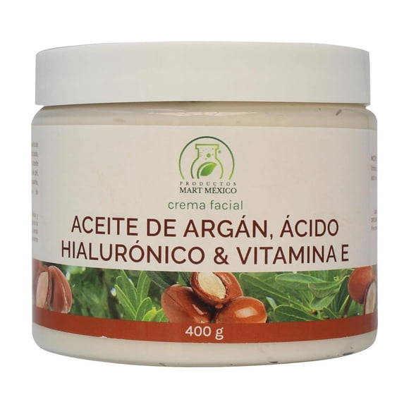 Crema Facial Antiarrugas Productos Mart Mexico Argán y Ácido Hialurónico 400 Grs